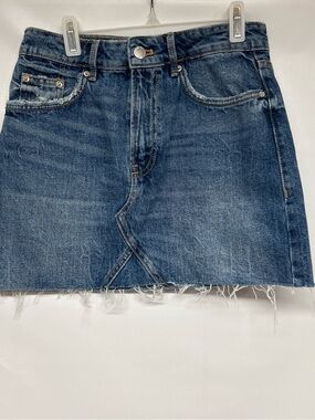 Zara Blue Distressed Denim Mini Skirt